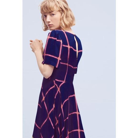 Anthropologie HD In Paris Striped Pane Midi Dress Blue Size 0P - Picture 3 of 12